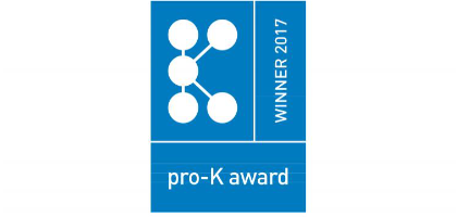 The pro-K Award 2017 The logo of the pro-K Award is a blue box with white line and text