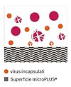 Diagramma che illustra l'effetto antibatterico e antivirale delle superfici microPLUS® 