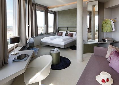 Interior view of a hotel with Pfleiderer products