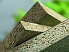 A product stack of different raw particle board types