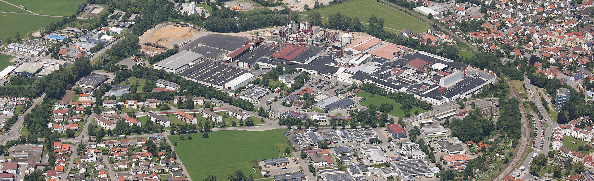 The Pfleiderer site in Leutkirch in the Allgäu region An aerial photograph of the entire Pfleiderer site in Leutkirch.
