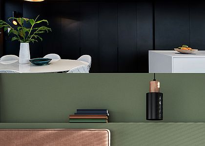 Küche und Schlafzimmer mit moderner Farbgestaltung