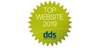 The DDS logo for a top website in the form of a green star with blue lettering
