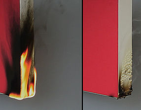 Brandprüfung einer Brandschutzplatte mit Kantenband Brandprüfung einer Brandschutzplatte mit Kantenband