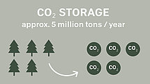 CO2 Storage approx. 5 million tons / year