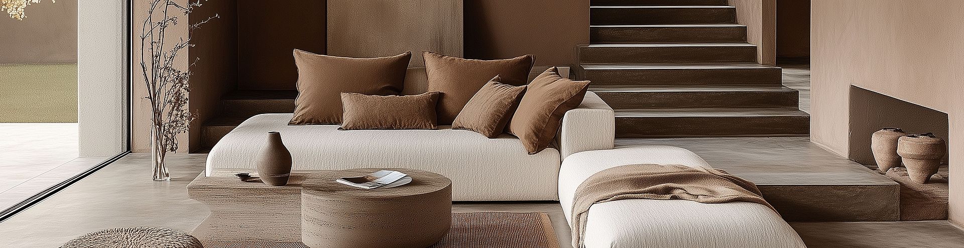 Pièce à vivre dans la couleur tendance 2025 Mocha Mousse. Pièce à vivre dans la couleur tendance 2025 Mocha Mousse.