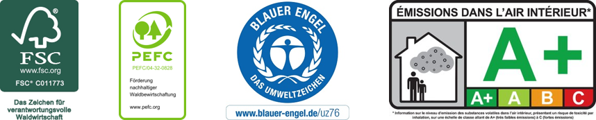 Labels für Nachhaltigkeit von OrganicBoard