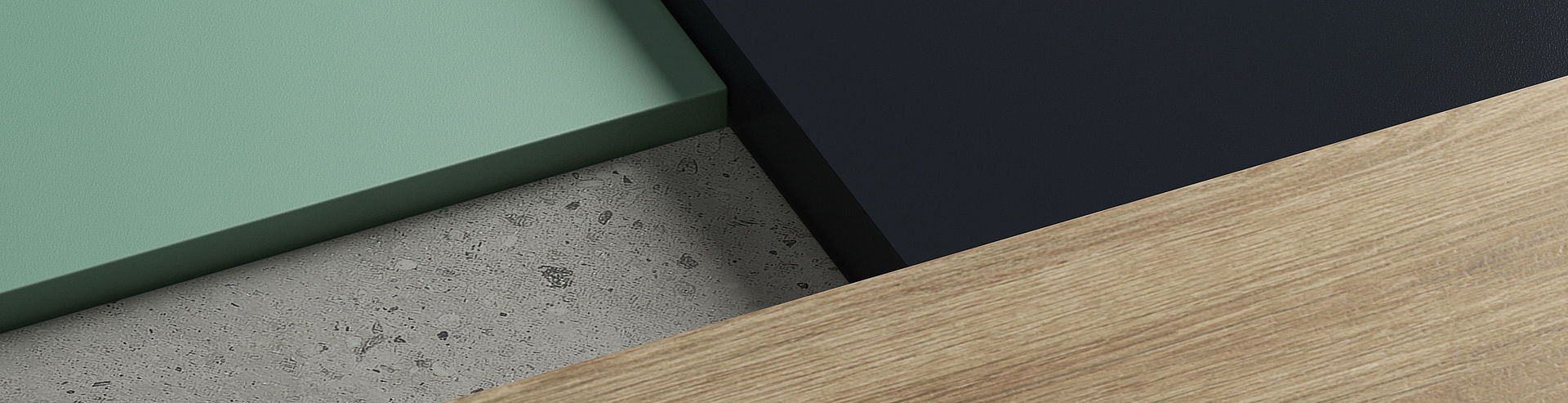 La photo montre plusieurs matériaux de façade de Pfleiderer, notamment en bois, en pierre et en matière synthétique.