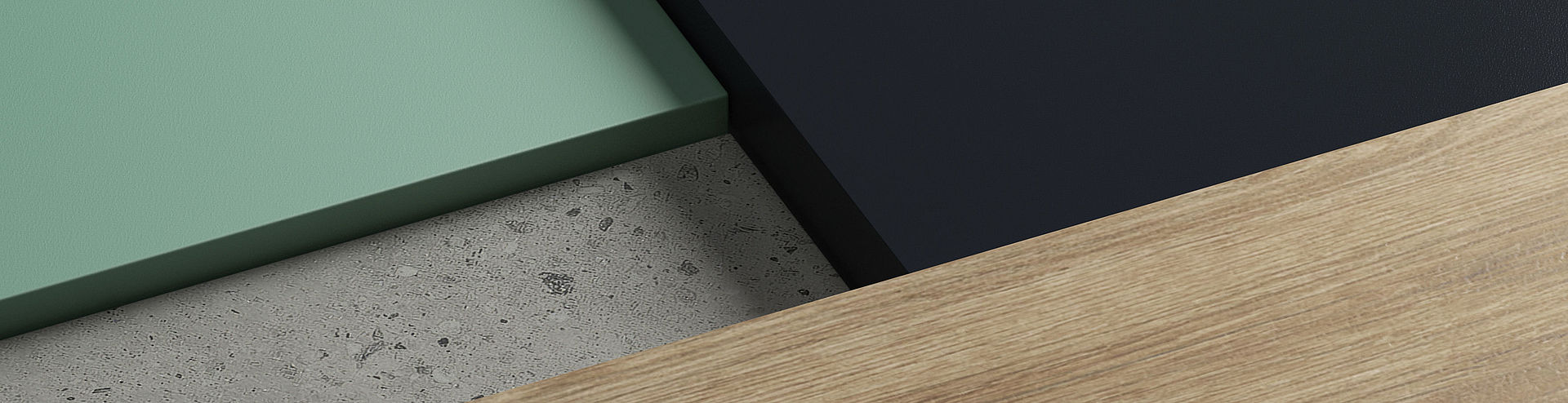 Keyvisual Pfleiderer-Fassaden Das Bild zeigt mehrere Fassadenmaterialien von Pfleiderer, darunter Holz, Stein und Kunststoff.