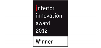 Interior Innovation Award Label of the Interior Innovation Award with white writing on a black rectangle