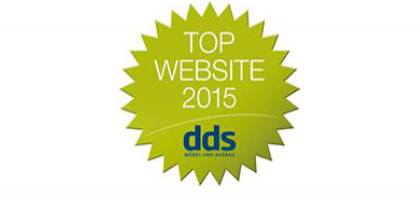 DDS Top Website 2015 Het DDS-logo voor een topwebsite in de vorm van een groene ster met blauwe letters.