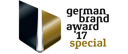 German Brand Award Het logo van de German Brand Award 2017 met zwarte letters op een witte achtergrond