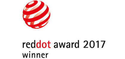 Der RedDot Award 2017 Het RedDot-logo met zwarte letters op een witte achtergrond
